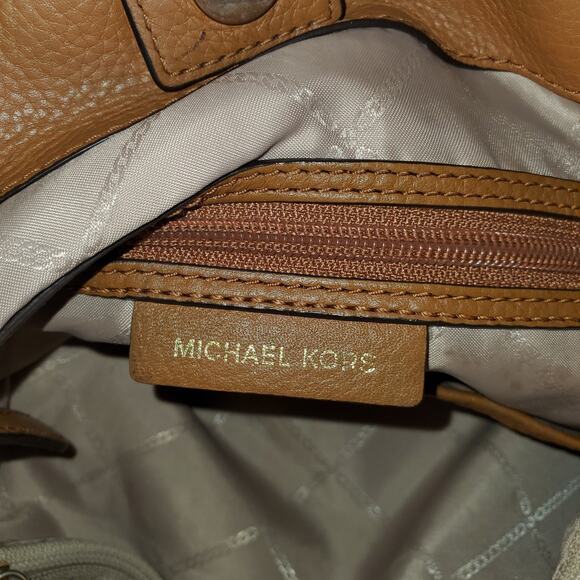 Michael Kors Jet Set Tassel Chain Tote MK Signature Brown Leather Shoulder Bag - Picture 15 of 16